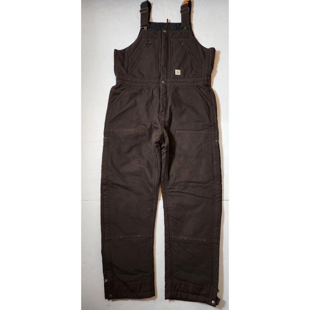 Carhartt Women’s Washed Duck Insulated Bib Overalls XL 16–18 Dark Brown